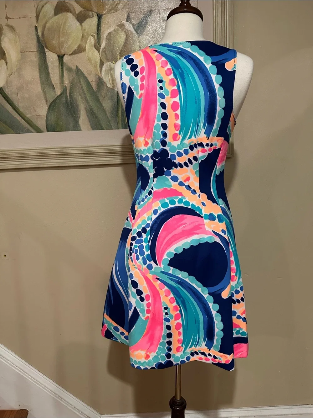 Lilly Pulitzer Ocean Jewels Neon Sally Scuba Knit Zip Fit & Flare Dress Medium